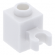 LEGO kocka 1x1 egy oldalán fogóval, fehér (30241b)